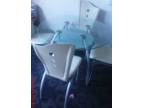 Modern Glass Dining Table 4 Cream Leather Effect Chairs Got to go
