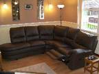 Brown leather corner sofa Brown leather corner unit with....